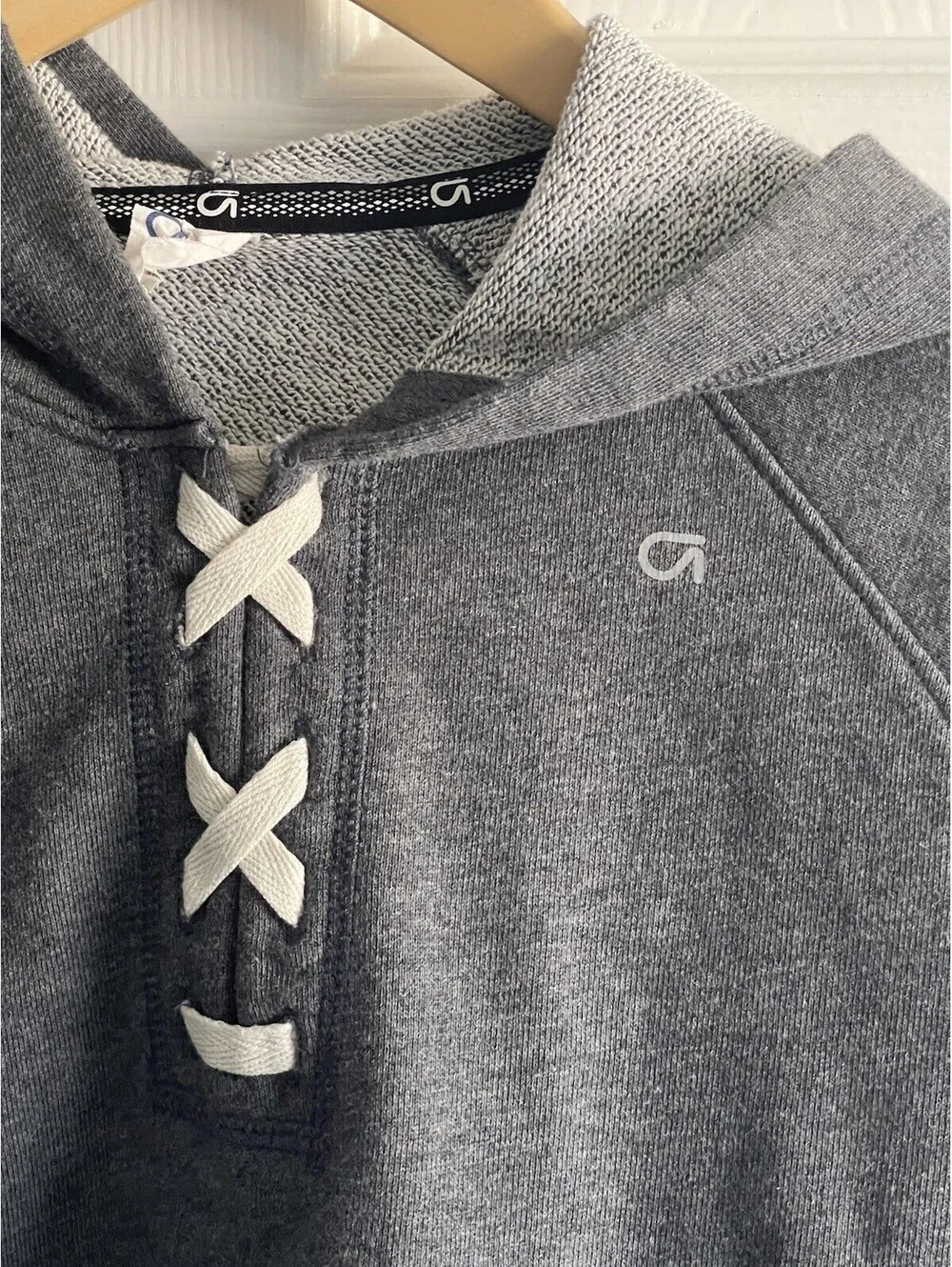 Gap Fit Dry Poncho Girls Sz S 6-7 Hoodie Pullover Tie Sweatshirt Gray Pink